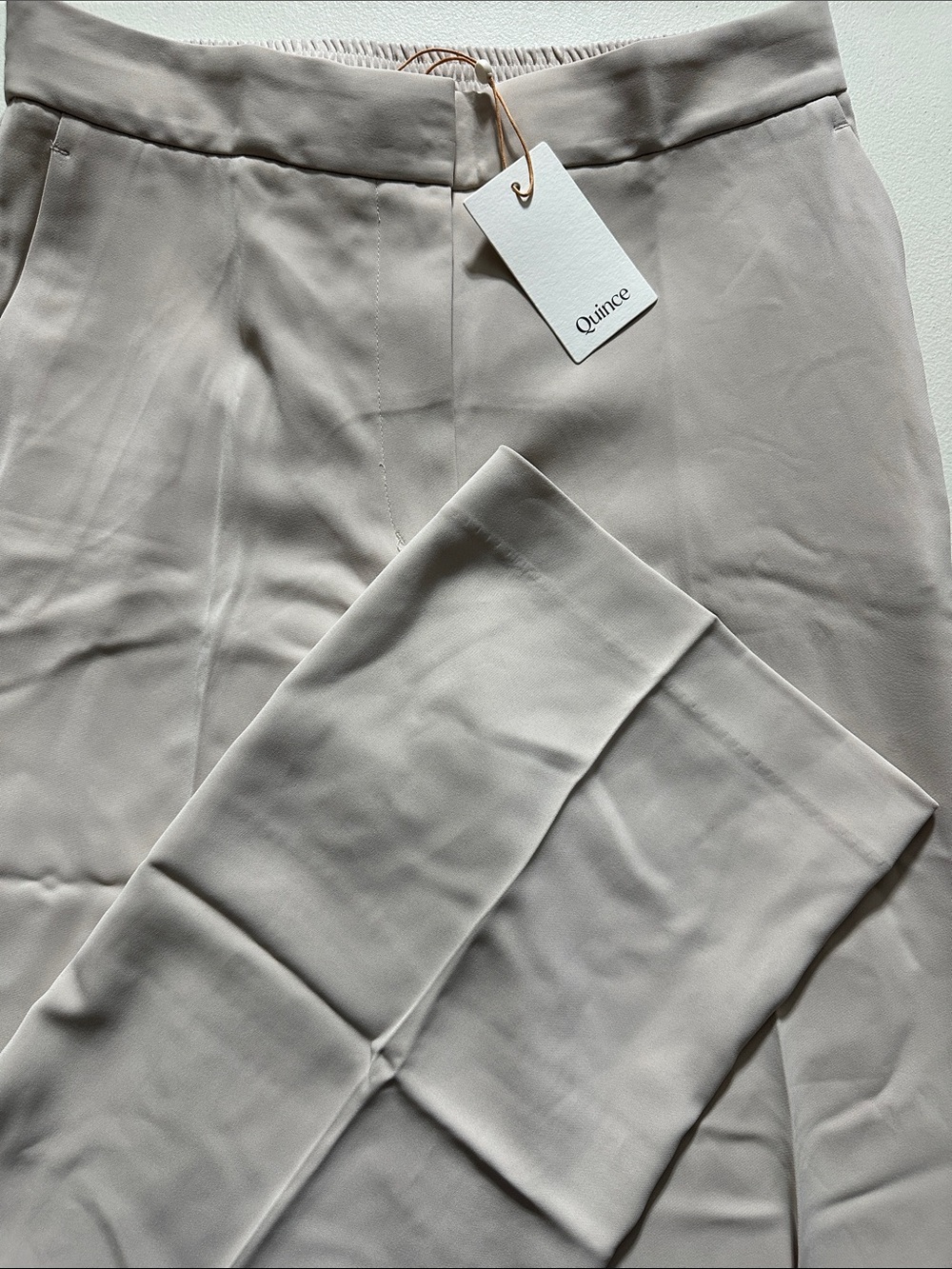 Quince Neutral Beige Stretch Dress Pants